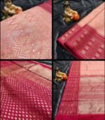 Wedding Pure Silk Saree (Blush Pink - Magenta Pink) - Image 3
