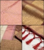 Wedding Pure Silk Saree (Blush Pink - Blush Brown) - Image 3