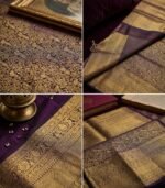 Wedding Pure Silk Saree (Deep Purple) - Image 3