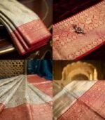 Wedding Pure Silk Saree (Pistasio Green - Red) - Image 3
