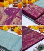 Wedding Pure Silk Saree (Anandha Blue - Purple) - Image 3