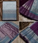 Wedding Pure Silk Saree (Ocean Blue - Violet) - Image 3