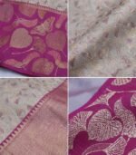 Wedding Pure Silk Saree (Cream - Rani Pink) - Image 3