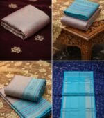 Wedding Pure Silk Saree (Brownish Pink - Anandha Blue) - Image 3