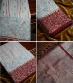 Wedding Pure Silk Saree (Anandha Blue - Maroon) - Image 3