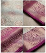 Wedding Pure Silk Saree (Silver Green - Magenta Pink) - Image 3