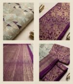 Wedding Pure Silk Saree (Pastel Green - Deep Purple) - Image 3