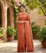 Wedding Pure Silk  Saree (Peach Brown)