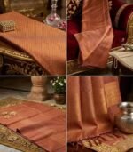 Wedding Pure Silk  Saree (Peach Brown) - Image 3