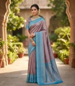 Wedding Pure Silk Saree (Brownish Pink - Anandha Blue)