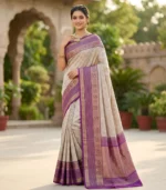 Wedding Pure Silk Saree (Grey - Violet)