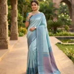 Wedding Pure Silk Saree (Ocean Blue - Violet)
