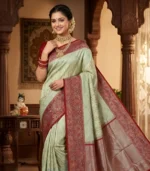 Wedding Pure Silk Saree (Ocean Green - Maroon)