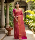 Wedding Pure Silk Saree (Pastel Pink- Hot Pink)