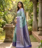 Wedding Pure Silk Saree (Ramar Blue - Violet) - Image 2