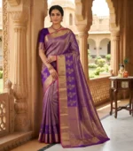 Wedding Pure Silk Saree (Violet - Rose Pink)